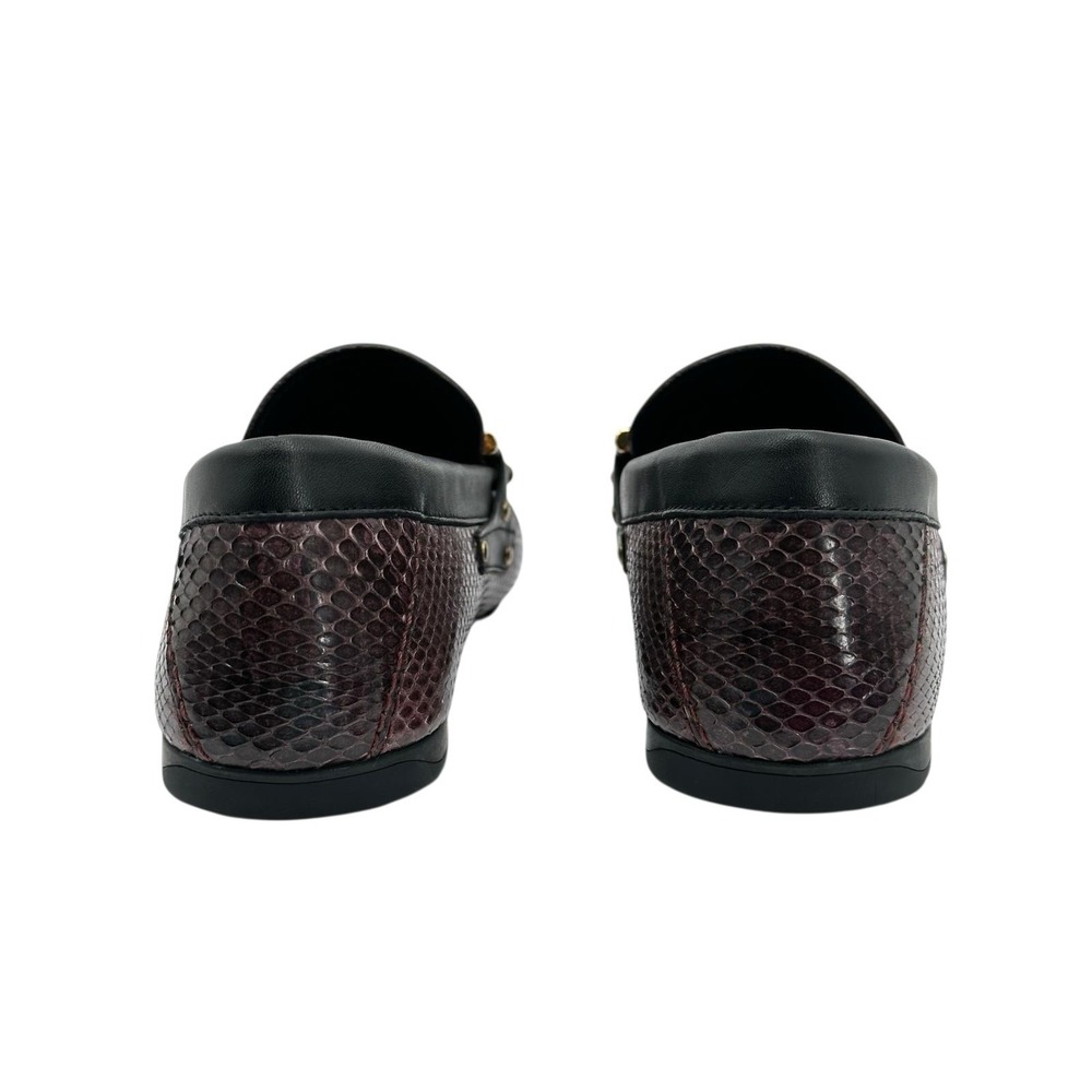 Versace Python Leather Driver Loafers Medusa Burg… - image 5